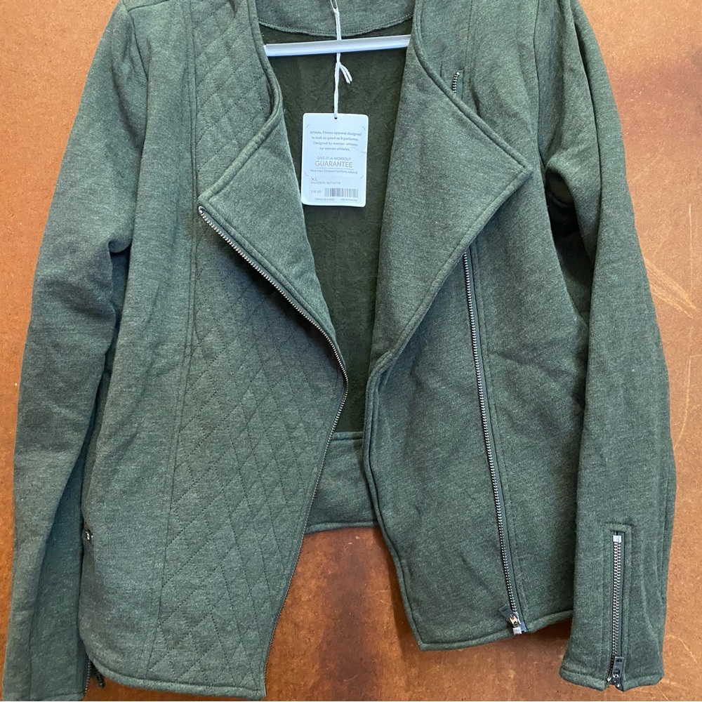 Athleta, size XL, green moto jacket